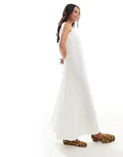 Pimkie Textured Linen Look High Neck Maxi Dress In White For Women 10 Pimkie Textured Linen Look High Neck Maxi Dress In White For Women -Cheap Fashnado Store 206774375 4