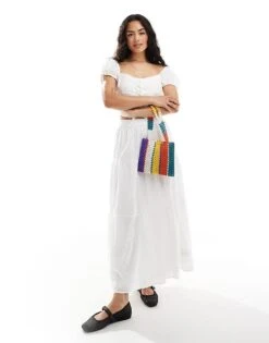 Pimkie Lace Up Puff Sleeve Top With Broderie Trim In White For Women 9 Pimkie Lace Up Puff Sleeve Top With Broderie Trim In White For Women -Cheap Fashnado Store 206774443 3