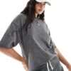 Pimkie Crew Neck T-shirt Co-ord In Dark Grey For Women Dark Grey Wash