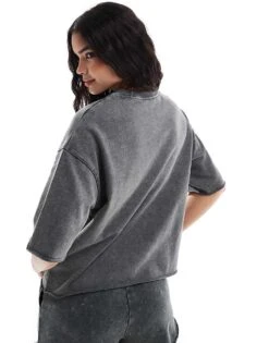 Pimkie Crew Neck T-shirt Co-ord In Dark Grey For Women Dark Grey Wash -Cheap Fashnado Store 206776067 3