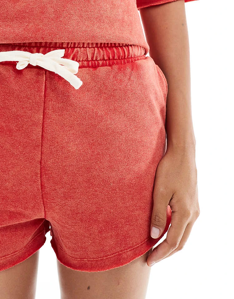 Pimkie Sweat Drawstring Shorts Co-ord In Red Wash For Women 6 Pimkie Sweat Drawstring Shorts Co-ord In Red Wash For Women - Image 4