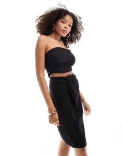 Pimkie Ruched Bandeau Top In Black For Women