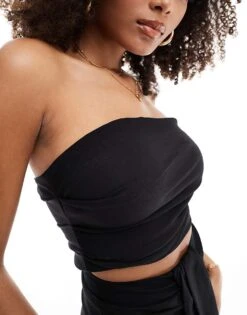 Pimkie Ruched Bandeau Top In Black For Women -Cheap Fashnado Store 206776383 4