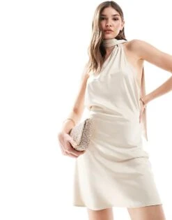 Pimkie Satin One Shoulder Backless Choker Detail Mini Dress In Champagne For Women Light Gold 10 Pimkie Satin One Shoulder Backless Choker Detail Mini Dress In Champagne For Women Light Gold -Cheap Fashnado Store 206776576 4