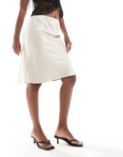 Pimkie Lowrise Satin Bias Midi Skirt In Cream For Women -Cheap Fashnado Store 206776611 4