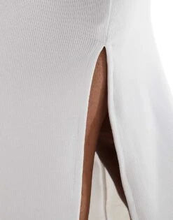 Pimkie Ribbed Side Split Maxi Skirt In White For Women Optical White -Cheap Fashnado Store 206776618 3