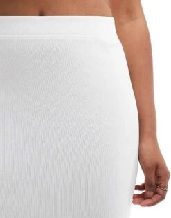 Pimkie Ribbed Side Split Maxi Skirt In White For Women Optical White -Cheap Fashnado Store 206776618 5