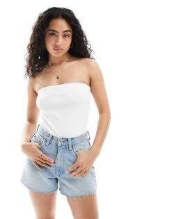 Pimkie Ribbed Bandeau Top In White For Women -Cheap Fashnado Store 206777451 1 white 1