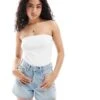 Pimkie Ribbed Bandeau Top In White For Women -Cheap Fashnado Store 206777451 1 white