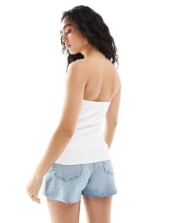 Pimkie Ribbed Bandeau Top In White For Women -Cheap Fashnado Store 206777451 3