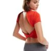 Pimkie Short Sleeve Open Twist Back Top In Red For Women -Cheap Fashnado Store 206834908 1 red