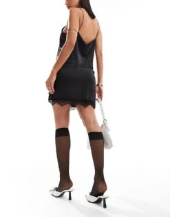 Pimkie Side Split Lace Trim Mini Skirt In Black For Women 12 Pimkie Side Split Lace Trim Mini Skirt In Black For Women -Cheap Fashnado Store 206834957 5