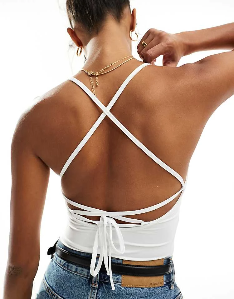 Pimkie Lace Up Back Detail Body In White For Women 4 Pimkie Lace Up Back Detail Body In White For Women - Image 2