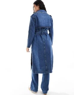 Pimkie Denim Belted Mac In Dark Blue Wash For Women -Cheap Fashnado Store 206835567 3