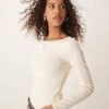 Pimkie Boat Neck Long Sleeve Top In Beige For Women