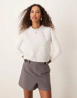 Pimkie Knitted Vest Jumper In Light Grey For Women