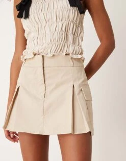 Pimkie Cargo Pleated Mini Skort In Beige For Women 13 Pimkie Cargo Pleated Mini Skort In Beige For Women -Cheap Fashnado Store 206970374 1 beige 1