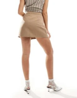 Pimkie Tailored Mini Side Split Skort In Camel For Women -Cheap Fashnado Store 206970382 3