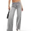 Pimkie Low Rise Wide Leg Jeans In Light Grey Wash For Women Light Gray -Cheap Fashnado Store 206970419 1 lightgray