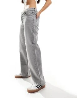 Pimkie Low Rise Wide Leg Jeans In Light Grey Wash For Women Light Gray -Cheap Fashnado Store 206970419 4