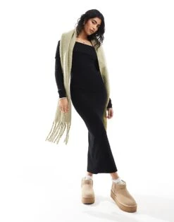 Pimkie Knitted Rib Bardot Midaxi Jumper Dress In Black For Women 10 Pimkie Knitted Rib Bardot Midaxi Jumper Dress In Black For Women -Cheap Fashnado Store 207124419 4