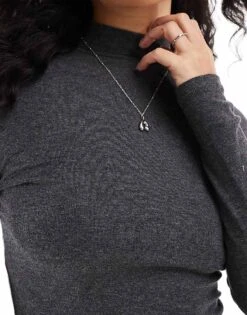 Pimkie Ribbed Roll Neck Top In Dark Grey For Women -Cheap Fashnado Store 207124420 4