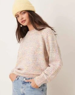 Pimkie High Neck Jumper In Mixed Yarn For Women White