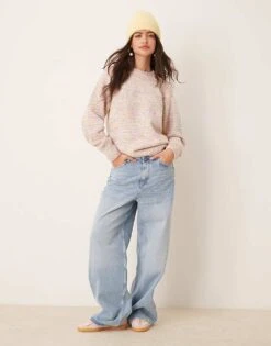 Pimkie High Neck Jumper In Mixed Yarn For Women White -Cheap Fashnado Store 207124455 3