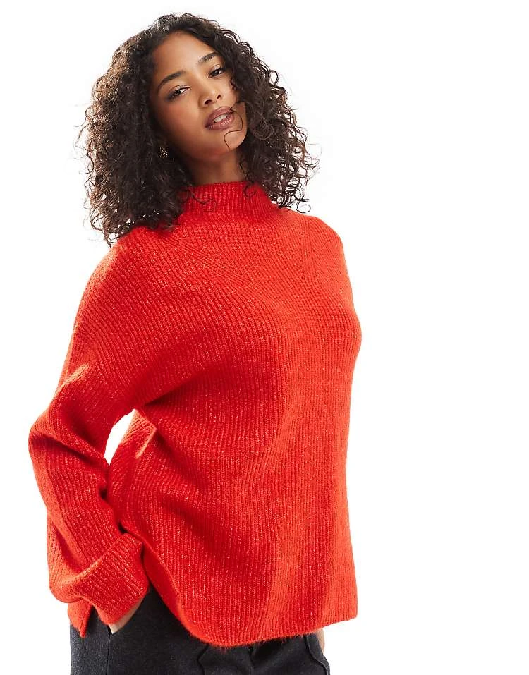 Pimkie High Neck Wide Sleeve Jumper In Red For Women Red(fiery Red) 3 Pimkie High Neck Wide Sleeve Jumper In Red For Women Red(fiery Red)