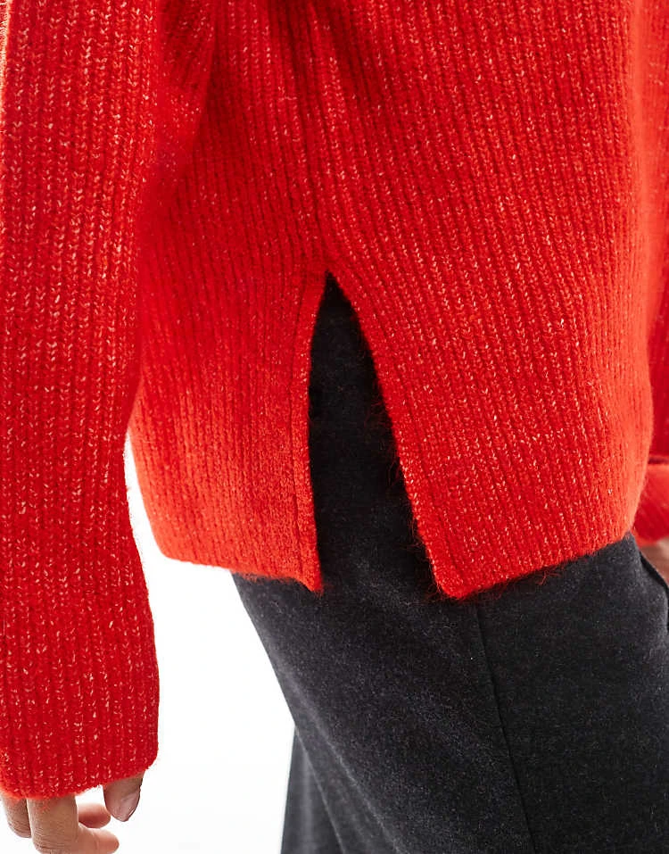 Pimkie High Neck Wide Sleeve Jumper In Red For Women Red(fiery Red) 4 Pimkie High Neck Wide Sleeve Jumper In Red For Women Red(fiery Red) - Image 2