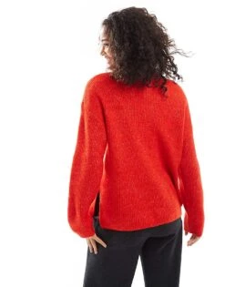 Pimkie High Neck Wide Sleeve Jumper In Red For Women Red(fiery Red) 10 Pimkie High Neck Wide Sleeve Jumper In Red For Women Red(fiery Red) -Cheap Fashnado Store 207124468 4