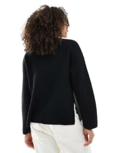 Pimkie Knitted High Neck Side Split Jumper In Black For Women -Cheap Fashnado Store 207124501 4