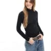 Pimkie Knitted Rib Roll Neck Top In Black For Women -Cheap Fashnado Store 207124515 1 black