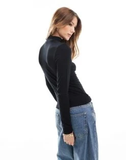 Pimkie Knitted Rib Roll Neck Top In Black For Women -Cheap Fashnado Store 207124515 3