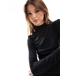 Pimkie Knitted Rib Roll Neck Top In Black For Women -Cheap Fashnado Store 207124515 4