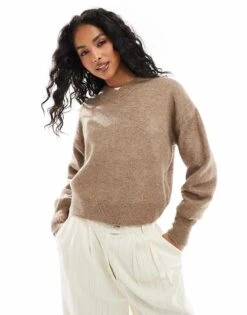 Pimkie V Neck Jumper In Light Brown For Women Taupe