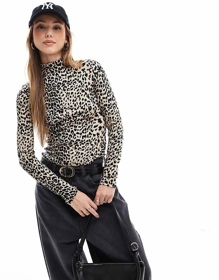 Pimkie Knitted Rib Roll Neck Top In Leopard For Women Animal Print 7 Pimkie Knitted Rib Roll Neck Top In Leopard For Women Animal Print - Image 5