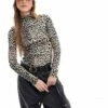 Pimkie Knitted Rib Roll Neck Top In Leopard For Women Animal Print -Cheap Fashnado Store 207124536 1 animalprint