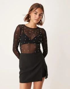 Pimkie Side Split Skort In Black For Women