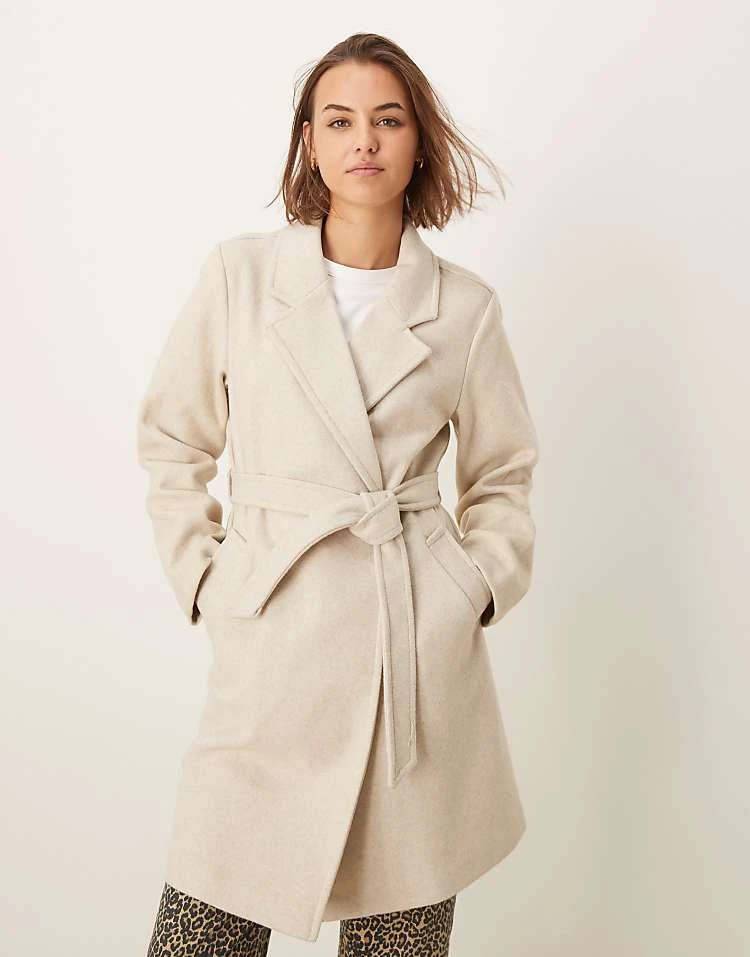 Pimkie Longline Formal Belted Coat In Beige For Women 7 Pimkie Longline Formal Belted Coat In Beige For Women - Image 5