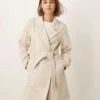 Pimkie Longline Formal Belted Coat In Beige For Women -Cheap Fashnado Store 207133316 1 beige