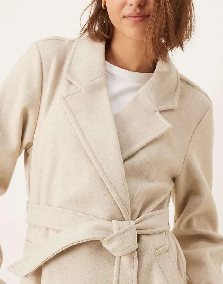 Pimkie Longline Formal Belted Coat In Beige For Women 4 Pimkie Longline Formal Belted Coat In Beige For Women - Image 2