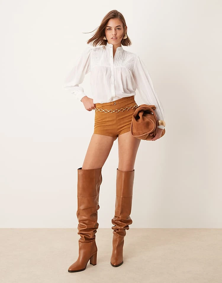 Pimkie Sheer Pleated Detail High Neck Shirt In Ecru For Women 6 Pimkie Sheer Pleated Detail High Neck Shirt In Ecru For Women - Image 4