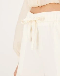 Pimkie Drawstring Tie Waist Wide Leg Trousers In Ecru For Women -Cheap Fashnado Store 207133342 4