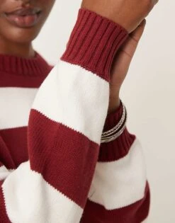 Pimkie Crew Neck Jumper In Burgundy Stripe For Women Burgundy/white 9 Pimkie Crew Neck Jumper In Burgundy Stripe For Women Burgundy/white -Cheap Fashnado Store 207133365 3
