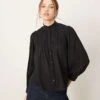 Pimkie Sheer Pleated Detail High Neck Shirt In Black For Women