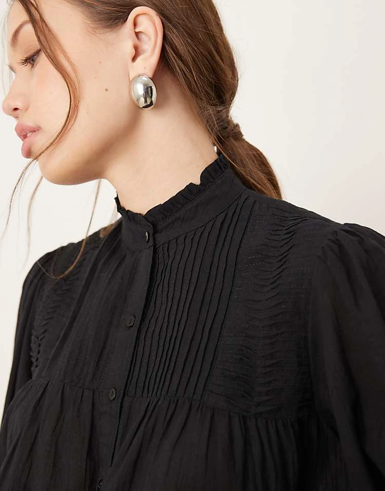 Pimkie Sheer Pleated Detail High Neck Shirt In Black For Women 4 Pimkie Sheer Pleated Detail High Neck Shirt In Black For Women - Image 2