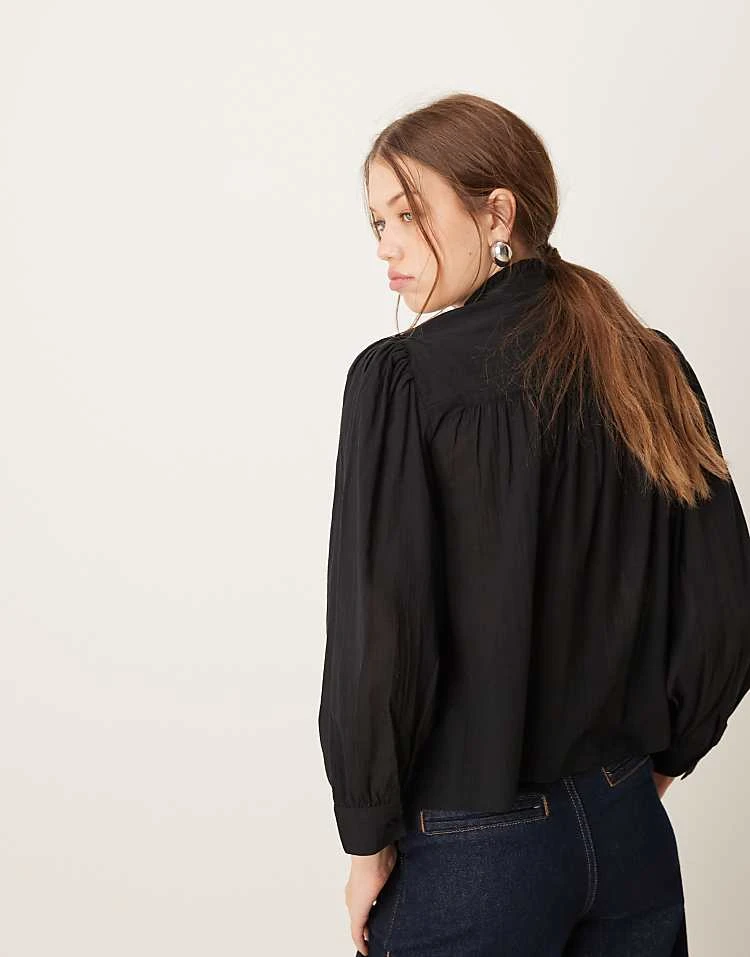 Pimkie Sheer Pleated Detail High Neck Shirt In Black For Women 5 Pimkie Sheer Pleated Detail High Neck Shirt In Black For Women - Image 3