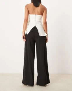 Pimkie Drawstring Tie Waist Wide Leg Trousers In Black For Women -Cheap Fashnado Store 207133405 3