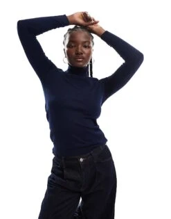 Pimkie Fine Knit Turtleneck Jumper In Navy For Women -Cheap Fashnado Store 207143242 1 navy 1